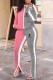 Pink Casual Letter Patchwork Zipper Collar Long Sleeve Two Pieces