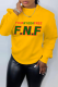 Yellow Street Vintage Print Patchwork Letter O Neck Tops