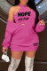 Rose Red Sexy Print Patchwork V Neck Long Sleeve Two Pieces