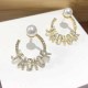 Gold Daily Letter Patchwork Hot Drill Earrings