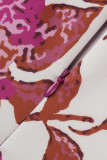 Purple Elegant Print Patchwork Flounce Strapless Evening Dress Dresses