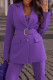 Purple Casual Solid Patchwork Turn-back Collar Long Sleeve Two Pieces