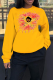 Yellow Street Cute Print Patchwork O Neck Tops