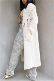 Yellow Casual Solid Cardigan Hooded Collar Outerwear