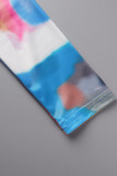 Colour Sexy Print Patchwork O Neck Long Sleeve Two Pieces