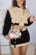 Black Casual Solid Patchwork Buckle Cardigan Collar Long Sleeve Two Pieces