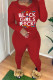 Red Casual Print Patchwork Hooded Collar Long Sleeve Two Pieces