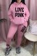 Pink Casual Print Letter Hooded Collar Long Sleeve Two Pieces