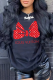 Black Street Vintage Print Patchwork Letter O Neck Tops