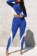 Blue Street Print Letter O Neck Long Sleeve Two Pieces