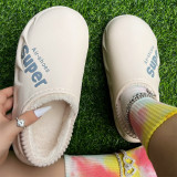 Yellow Casual Living Letter Printing Round Keep Warm Comfortable Shoes