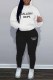 White Street Print Letter Hooded Collar Long Sleeve Two Pieces