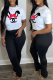 White Street Cute Print Patchwork O Neck T-Shirts