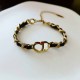 Black Simplicity Letter Patchwork Bracelets