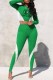 Green Street Print Letter O Neck Long Sleeve Two Pieces