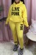 Yellow Casual Print Letter Hooded Collar Long Sleeve Two Pieces