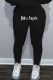 Black Casual Print Letter Mid Waist Pencil Bottoms