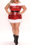 Red Sexy Solid Patchwork Feathers Strapless One Step Skirt Dresses(Without Belt)