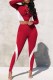 Red Street Print Letter O Neck Long Sleeve Two Pieces