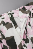 Camouflage Casual Camouflage Print Patchwork Regular High Waist Conventional Full Print Bottoms