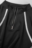Orange Casual Sportswear Solid Patchwork Zipper Collar Long Sleeve Two Pieces