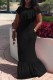 Black Fashion Casual Solid Patchwork O Neck Short Sleeve Dress