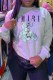 Grey Casual Print Letter O Neck Tops
