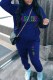 Blue Casual Print Letter Hooded Collar Long Sleeve Two Pieces