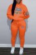 Orange Casual Character Letter Hooded Collar Long Sleeve Two Pieces
