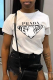 White Casual Street Print Patchwork O Neck T-Shirts