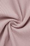 Skin Color Sexy Solid Hollowed Out Patchwork Half A Turtleneck Pencil Skirt Dresses