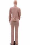 Pink Fashion Sexy Adult Solid Patchwork V Neck Long Sleeve Off The Shoulder Longer In The Rear Two Pieces