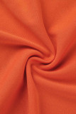Orange Sexy Solid Patchwork Asymmetrical V Neck Long Sleeve Two Pieces