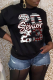 Black Casual Sportswear Print Patchwork O Neck Tops