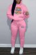 Pink Casual Character Letter Hooded Collar Long Sleeve Two Pieces