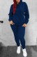 Navy Blue Casual Solid Patchwork Hooded Collar Long Sleeve Two Pieces