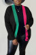 Black Casual Solid Patchwork Cardigan Collar Outerwear