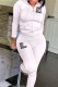 White Casual Patchwork Zipper Hooded Collar Long Sleeve Two Pieces