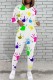 White Casual Print Basic O Neck Long Sleeve Two Pieces