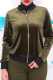Army Green Casual Solid Patchwork Zipper Collar Outerwear