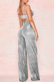Black Casual Solid Patchwork High Waist Wide Leg Solid Color Bottoms