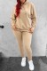 Khaki Casual Solid Patchwork Hooded Collar Long Sleeve Two Pieces