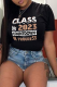 Black Casual Street Print Patchwork Letter O Neck T-Shirts