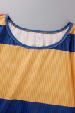Colour Casual Striped Print Patchwork O Neck Long Sleeve Two Pieces