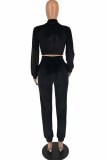 Pink Street Print Letter Zipper Collar Long Sleeve Two Pieces