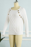 White Casual Solid Basic O Neck Tops