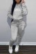 Grey Street Print Letter Hooded Collar Long Sleeve Two Pieces
