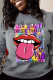 Grey Casual Street Lips Printed Patchwork O Neck Tops