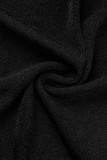 Blue Elegant Solid Patchwork Slit Half A Turtleneck One Step Skirt Dresses