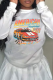 White Street Vintage Print Patchwork Letter O Neck Tops